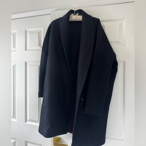 ALLSAINTS Black Wool Blend Shawl Collar Coat — Size Large — Italian Cloth